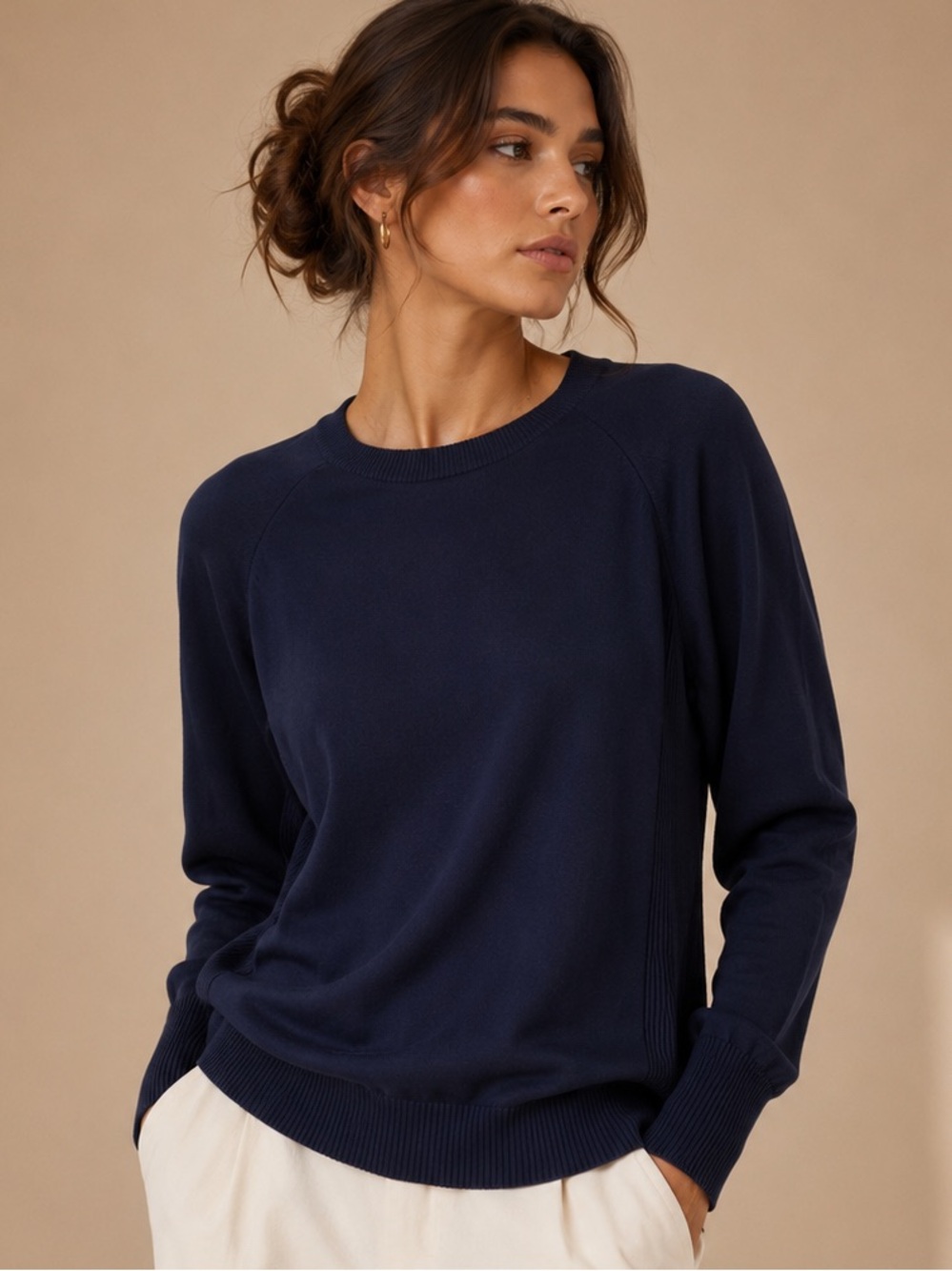A New Day Navy Blue Lightweight Sweater XL Crewneck Minimalist
